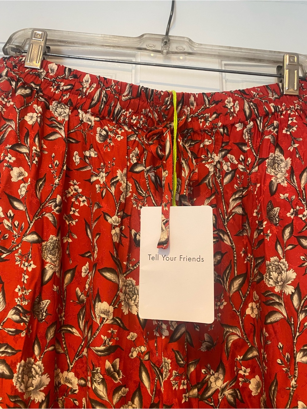 NWT REVOLVE Tell Your Friends Red Floral Elastic Waist Wide Leg Floral Pants XL